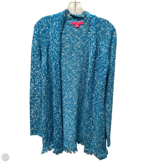 Sweater Cardigan Designer By Lilly Pulitzer In Blue & White, Size: S