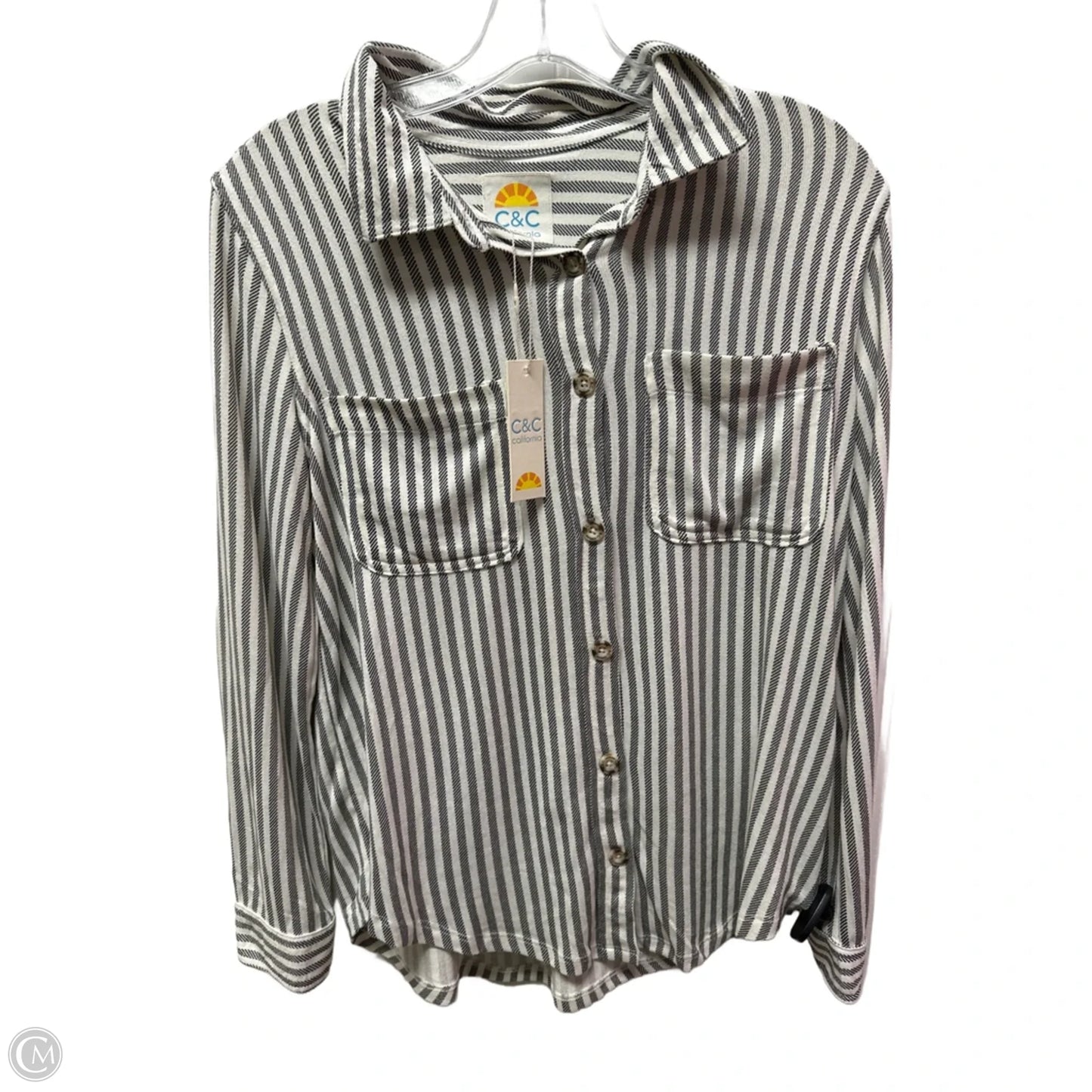 Top Long Sleeve Basic By C And C In Striped Pattern, Size: M