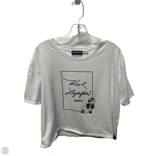 Top Short Sleeve Designer By Karl Lagerfeld In White, Size: L