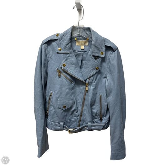 Jacket Moto Leather By Michael By Michael Kors In Blue, Size: M