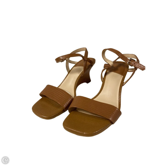 Sandals Heels Wedge By Alex Marie In Brown, Size: 9.5