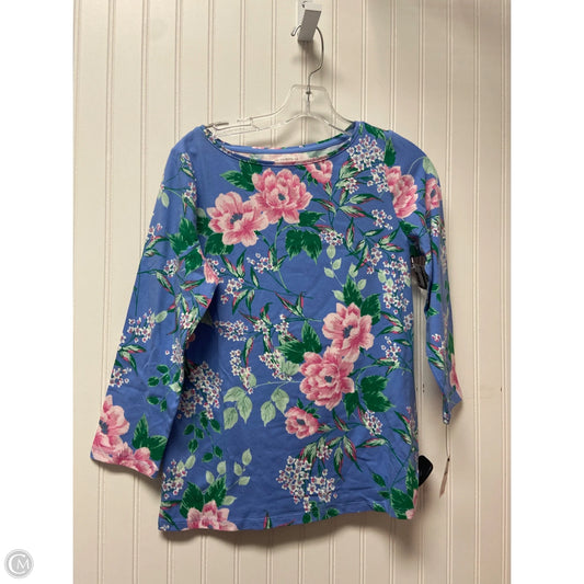 Top Long Sleeve Basic By Talbots In Blue & Pink, Size: S