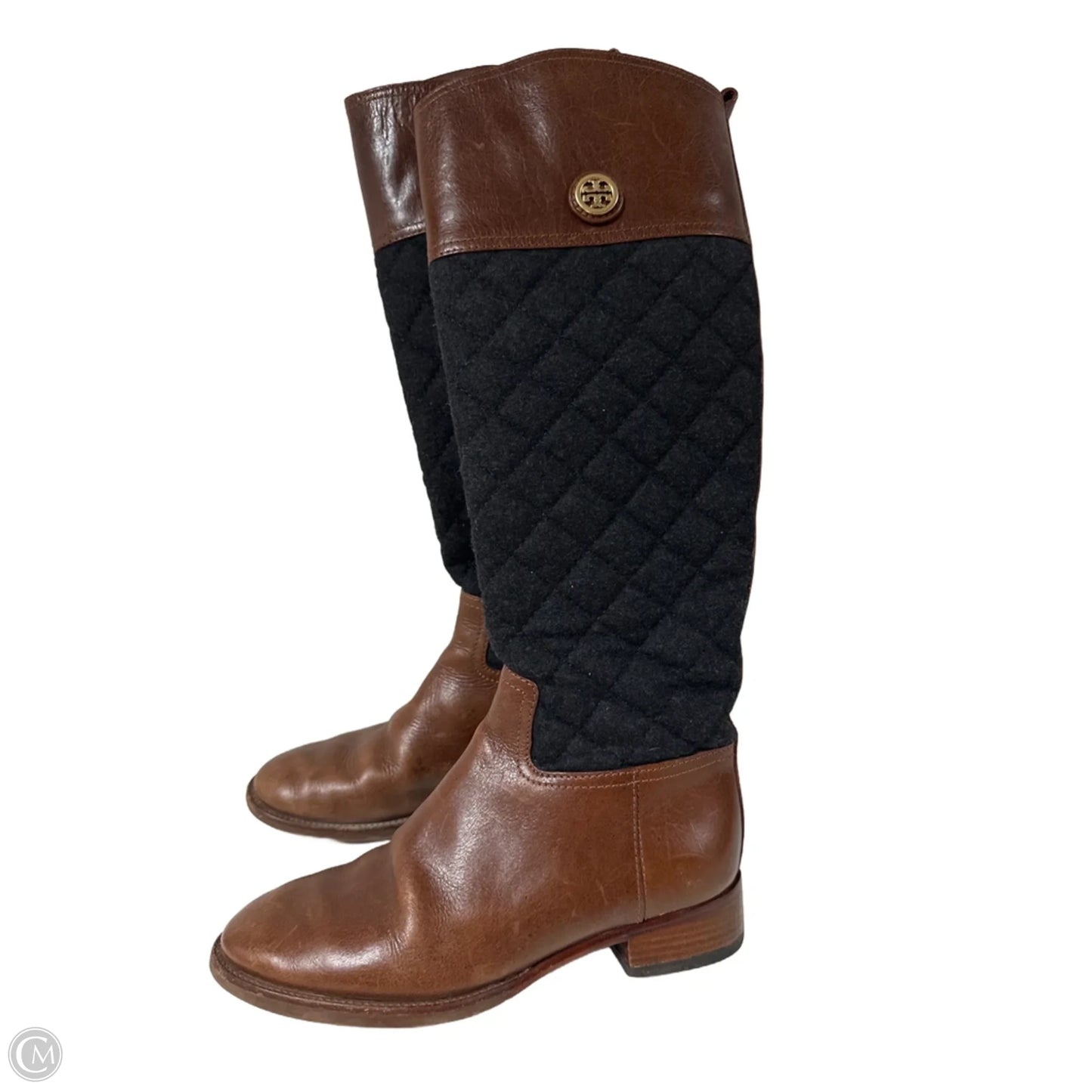 Boots Designer By Tory Burch In Black & Grey, Size: 6