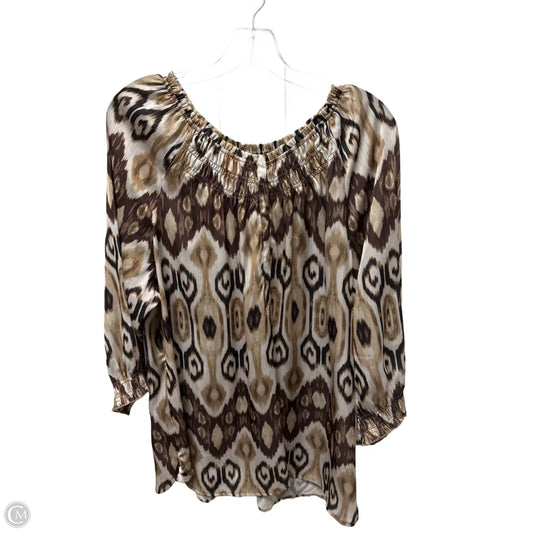 Top Long Sleeve By Chicos In Brown, Size: Xl