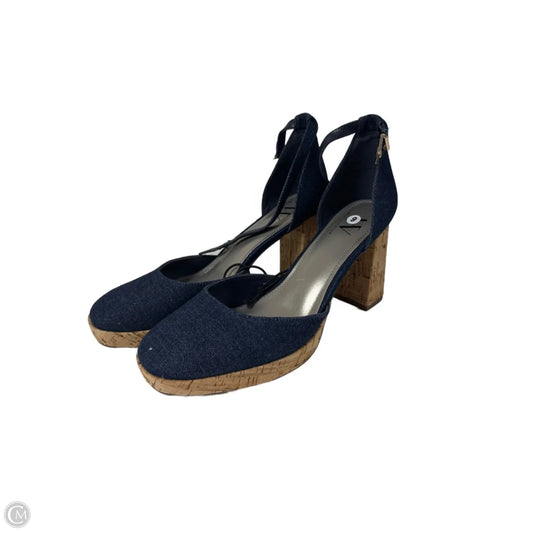 Sandals Heels Block By Worthington In Blue Denim, Size: 9