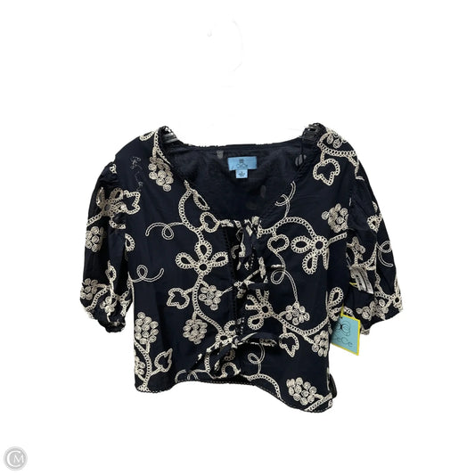 Top Short Sleeve By Cece In Navy, Size: S