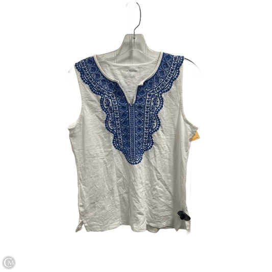 Top Sleeveless By Talbots In Blue & White, Size: Mp