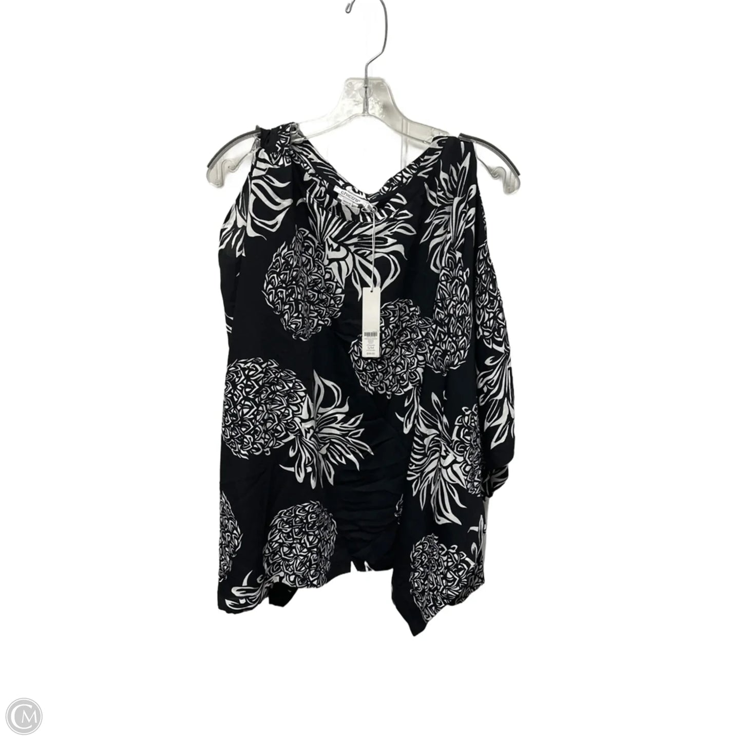 Top Short Sleeve By Chicos In Blue & White, Size: M