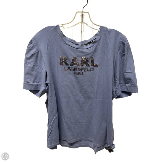 Top Short Sleeve Designer By Karl Lagerfeld In Blue, Size: L