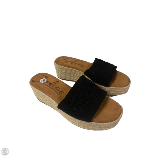 Sandals Heels Wedge By Zodiac In Black, Size: 9.5