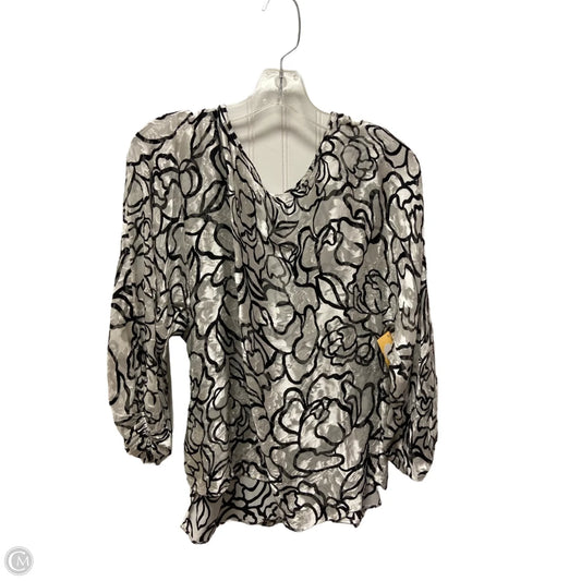 Top Long Sleeve By White House Black Market In Black & White, Size: M
