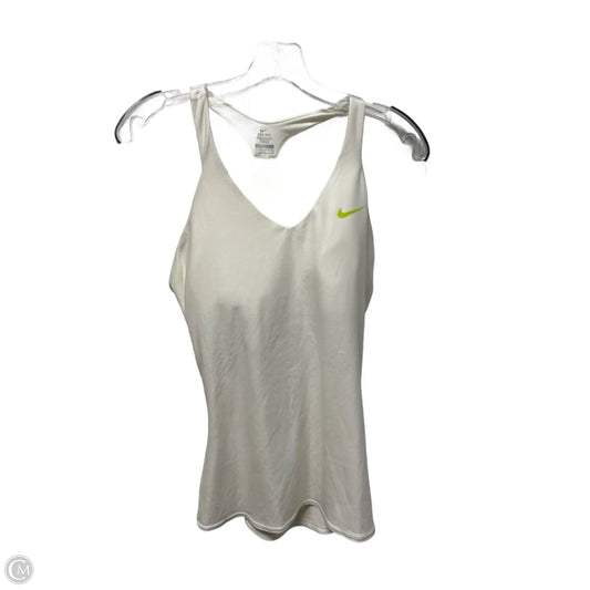 Athletic Tank Top By Nike In White & Yellow, Size: L