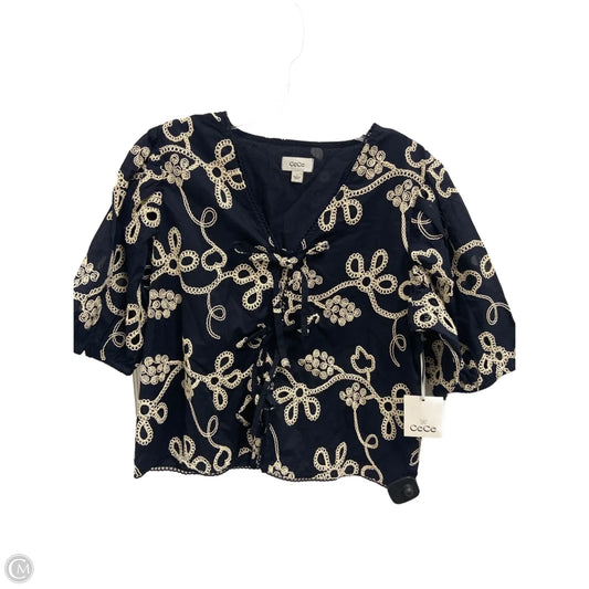 Top Short Sleeve By Cece In Navy, Size: L