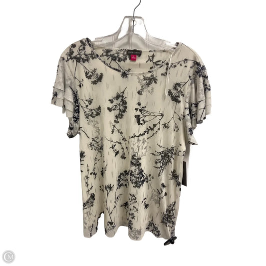Top Short Sleeve By Vince Camuto In Cream & Silver, Size: L