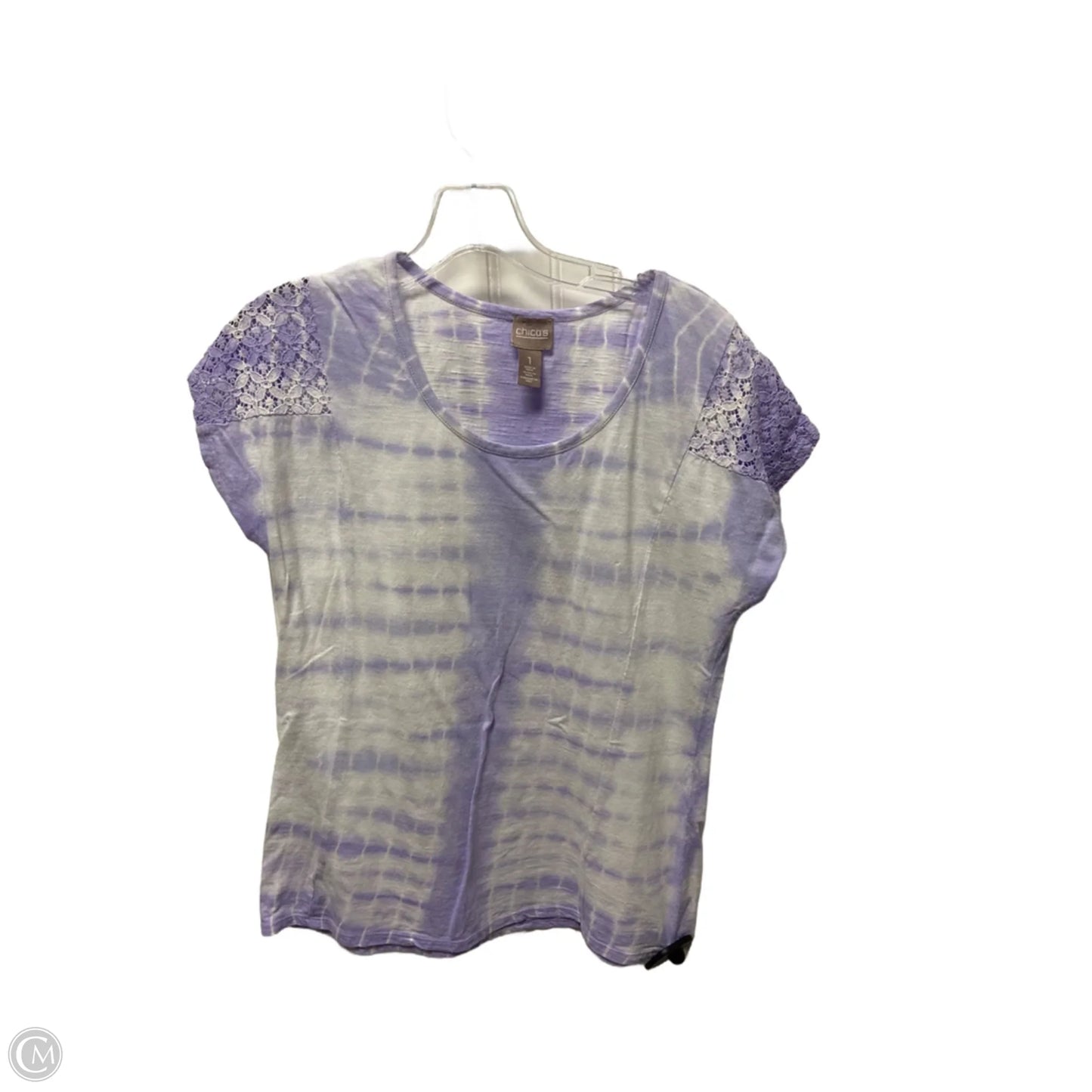 Top Short Sleeve Basic By Chicos In Tie Dye Print, Size: M