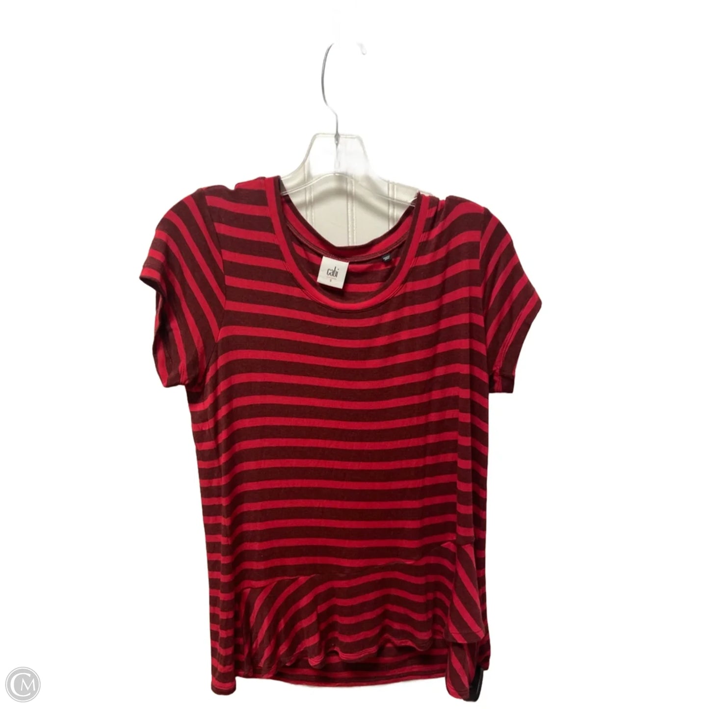 Top Short Sleeve Basic By Cabi In Striped Pattern, Size: S