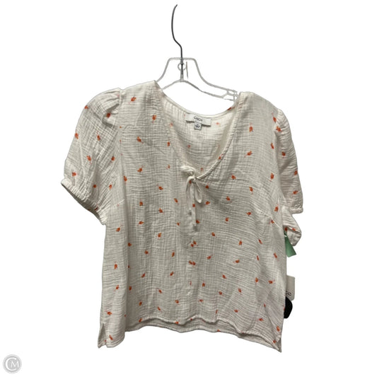 Top Short Sleeve By Cece In White, Size: M