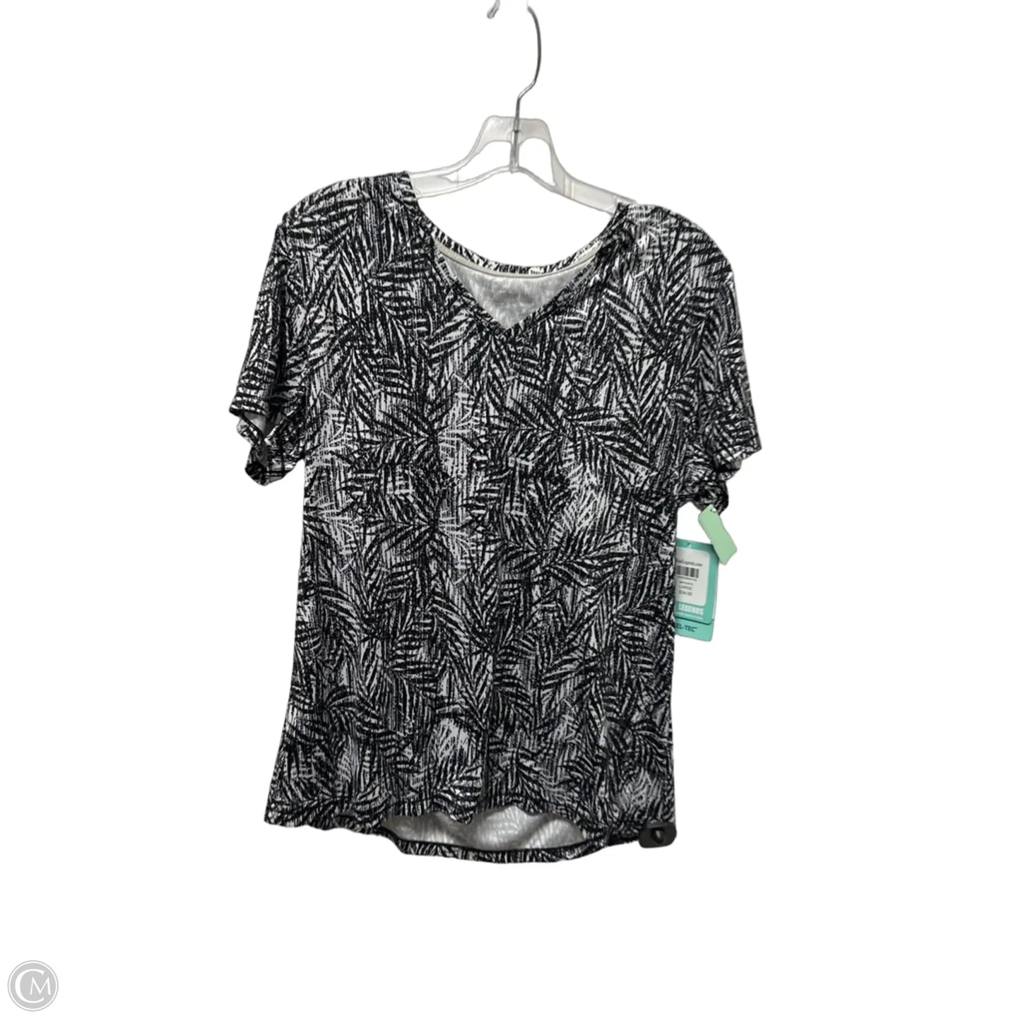 Athletic Top Short Sleeve By Reel Legends In Black & White, Size: L