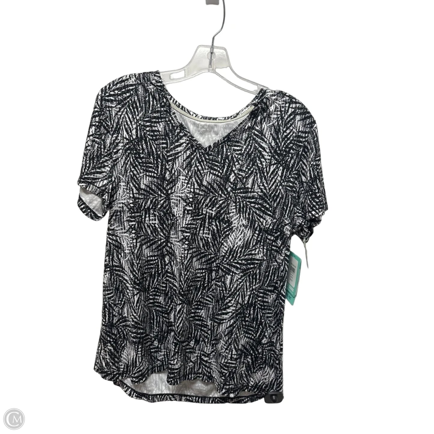 Athletic Top Short Sleeve By Reel Legends In Black & White, Size: L