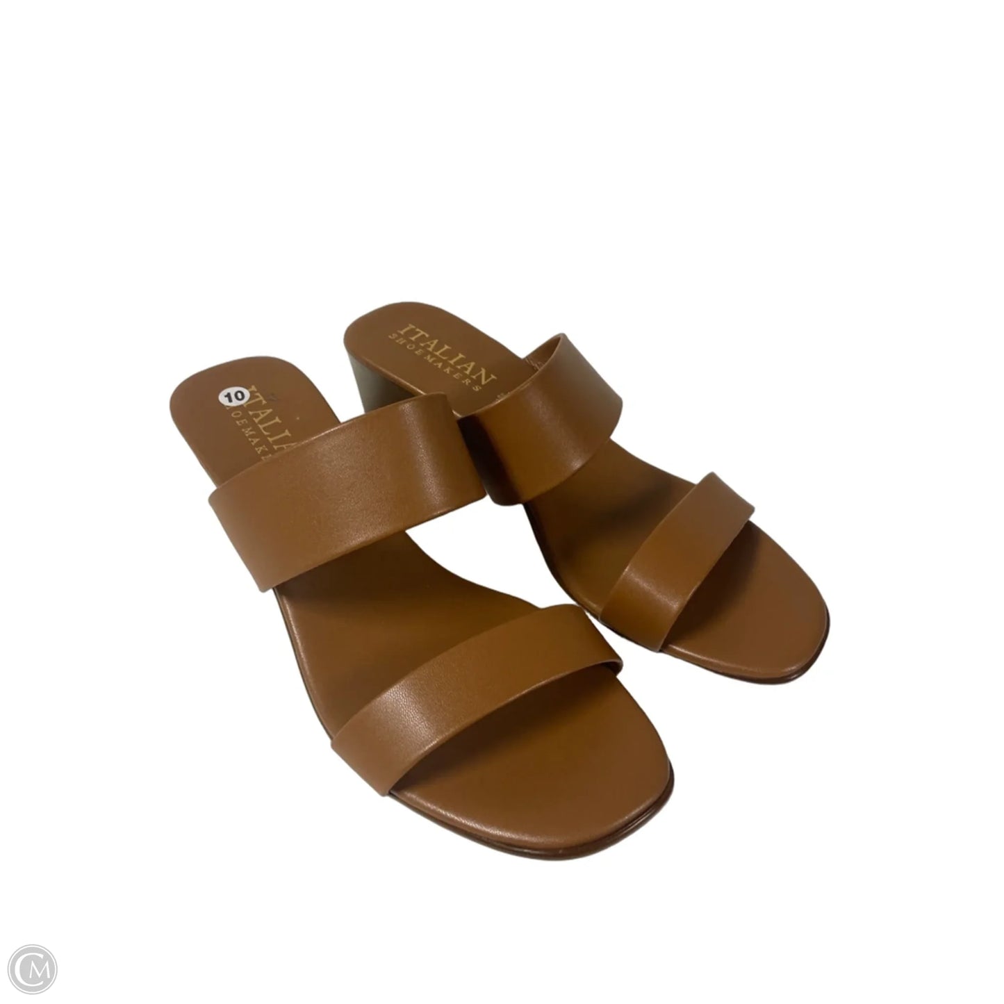 Sandals Heels Block By Italian Shoemakers In Tan, Size: 10