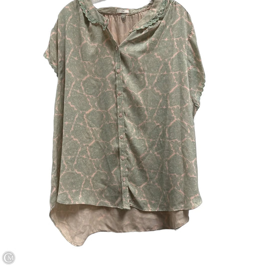 Top Short Sleeve By Joie In Green & Pink, Size: 1x