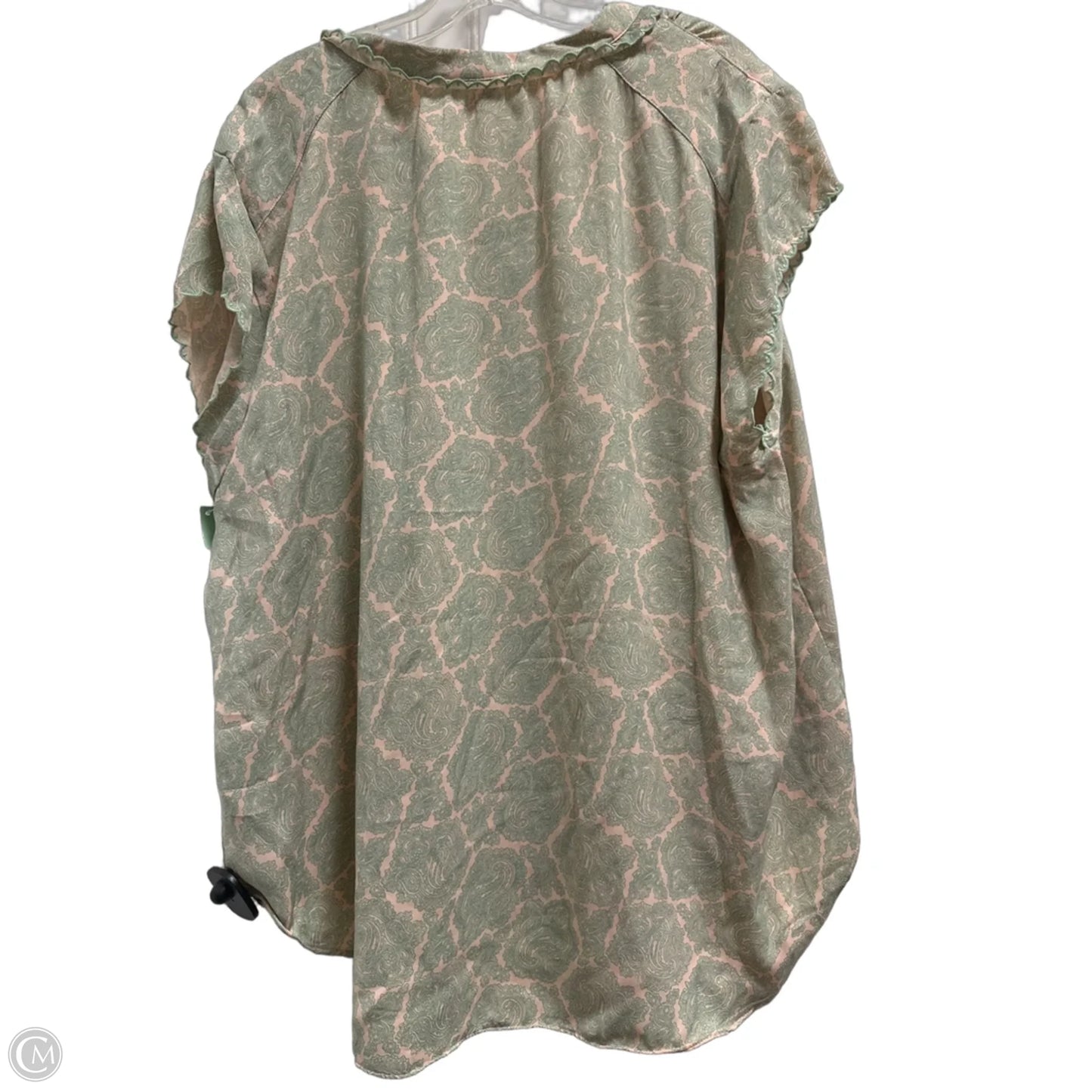 Top Short Sleeve By Joie In Green & Pink, Size: 1x