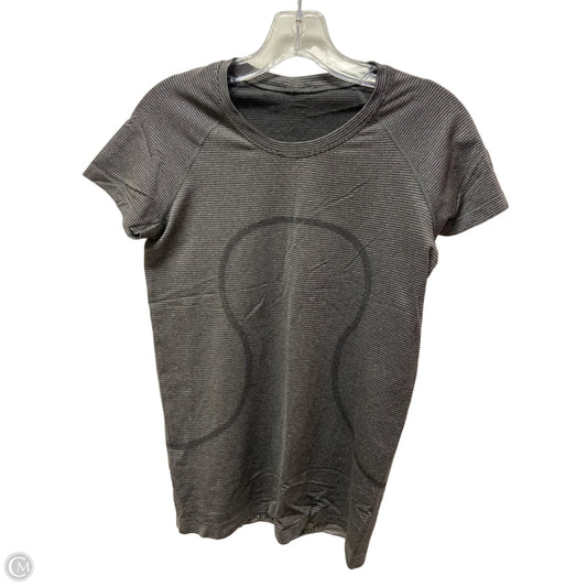 Athletic Top Short Sleeve By Lululemon In Black & Grey, Size: M