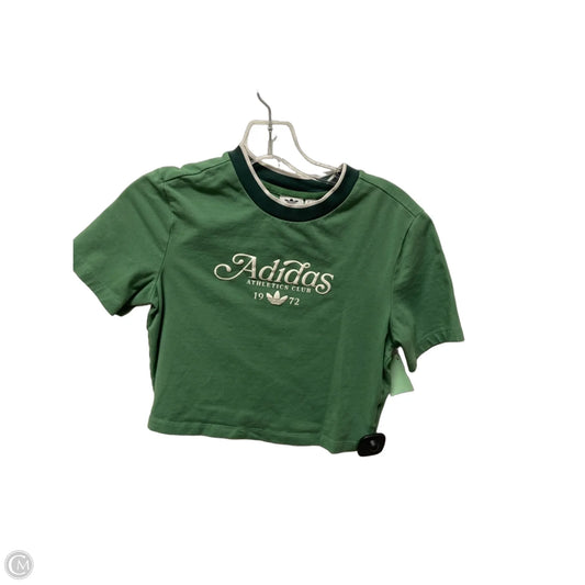 Athletic Top Short Sleeve By Adidas In Green, Size: M