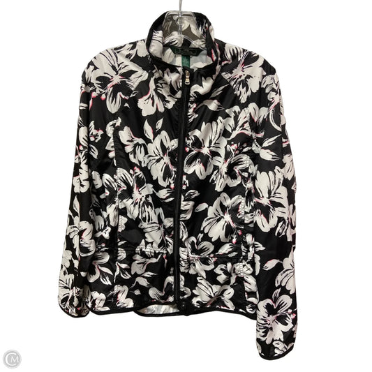 Athletic Jacket By Ralph Lauren In Black & White, Size: L