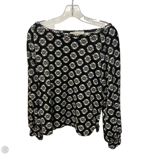 Top Long Sleeve By Loft In Black & White, Size: S