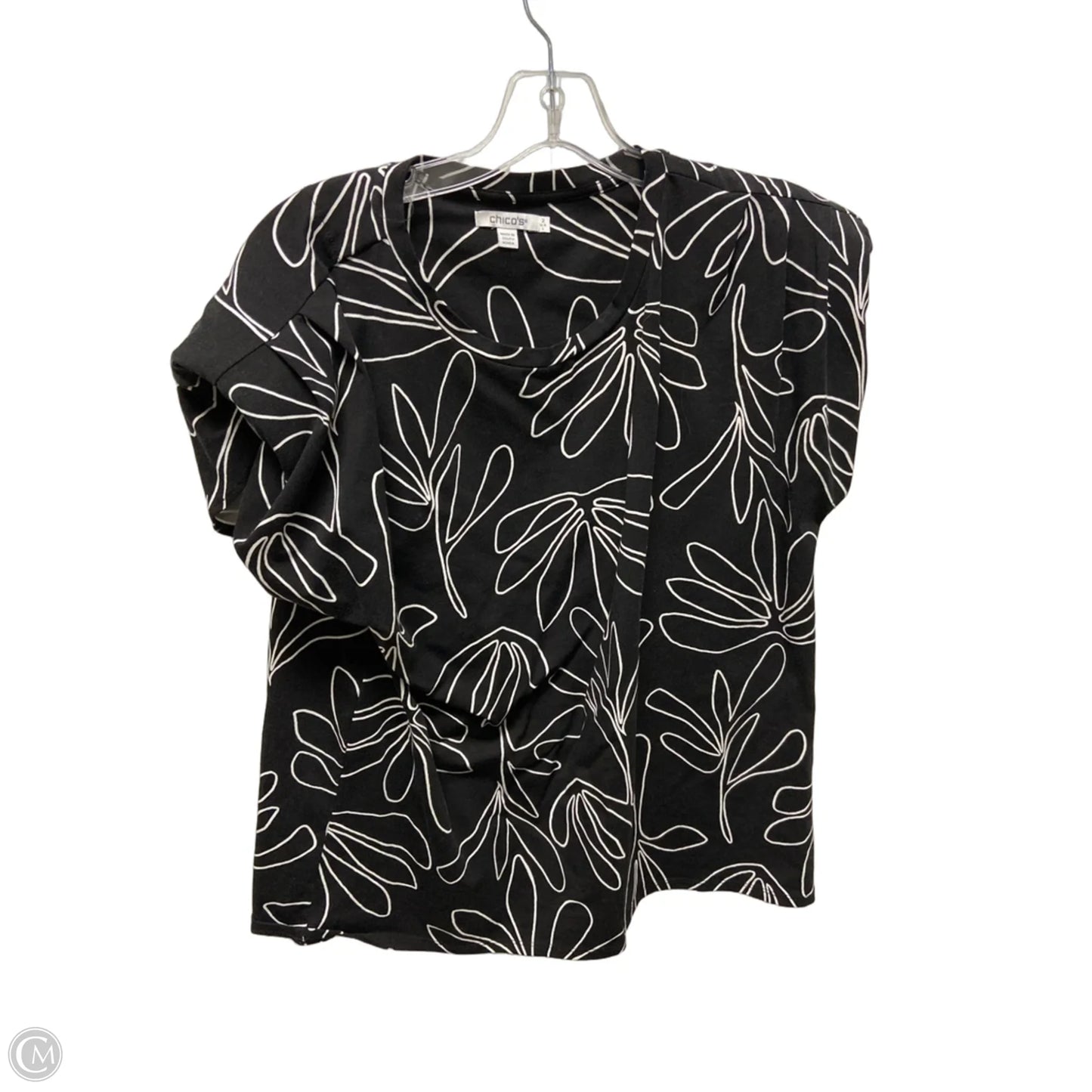 Top Short Sleeve Basic By Chicos In Black & White, Size: L