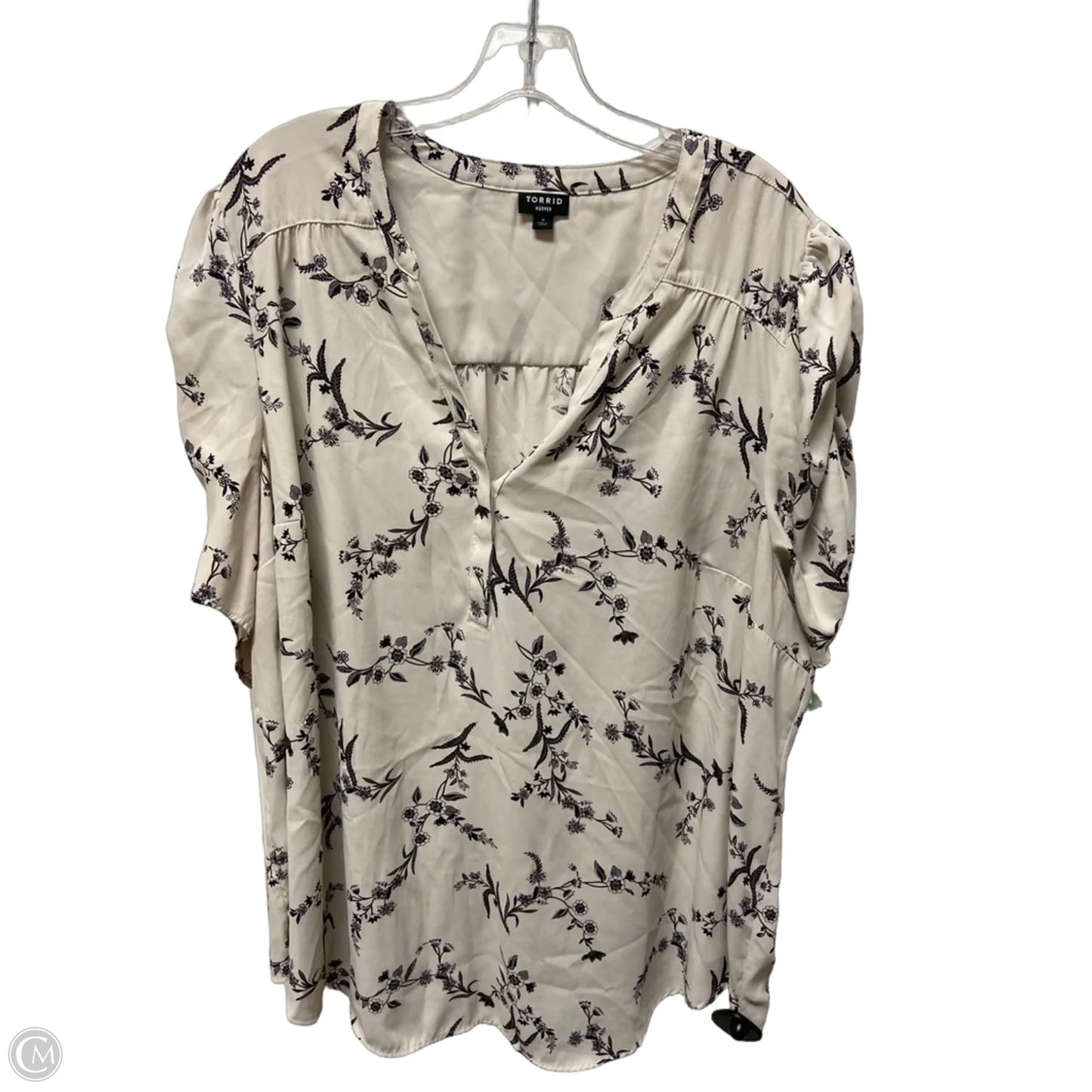 Top Short Sleeve Basic By Torrid In Black & Cream, Size: 4x