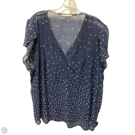 Top Short Sleeve By Clothes Mentor In Blue & White, Size: 3x