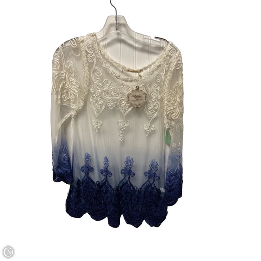 Top Long Sleeve By Simply Couture In Blue & White, Size: S