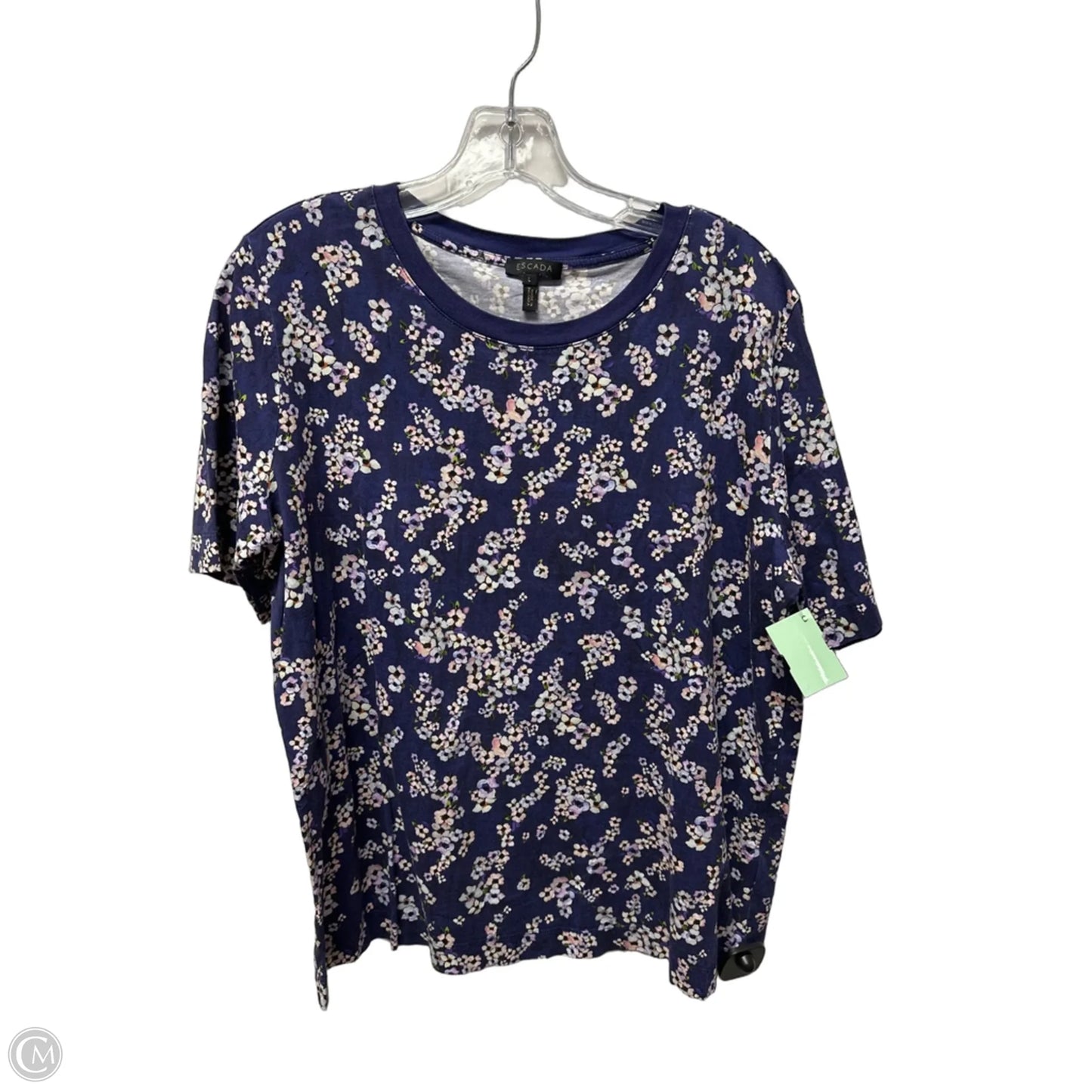 Top Short Sleeve Designer By Escada In Floral Print, Size: L