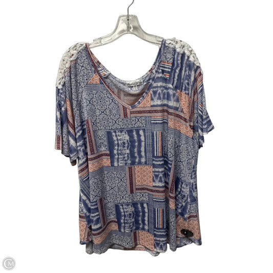 Top Short Sleeve By Clothes Mentor In Blue & Red & White, Size: 3x