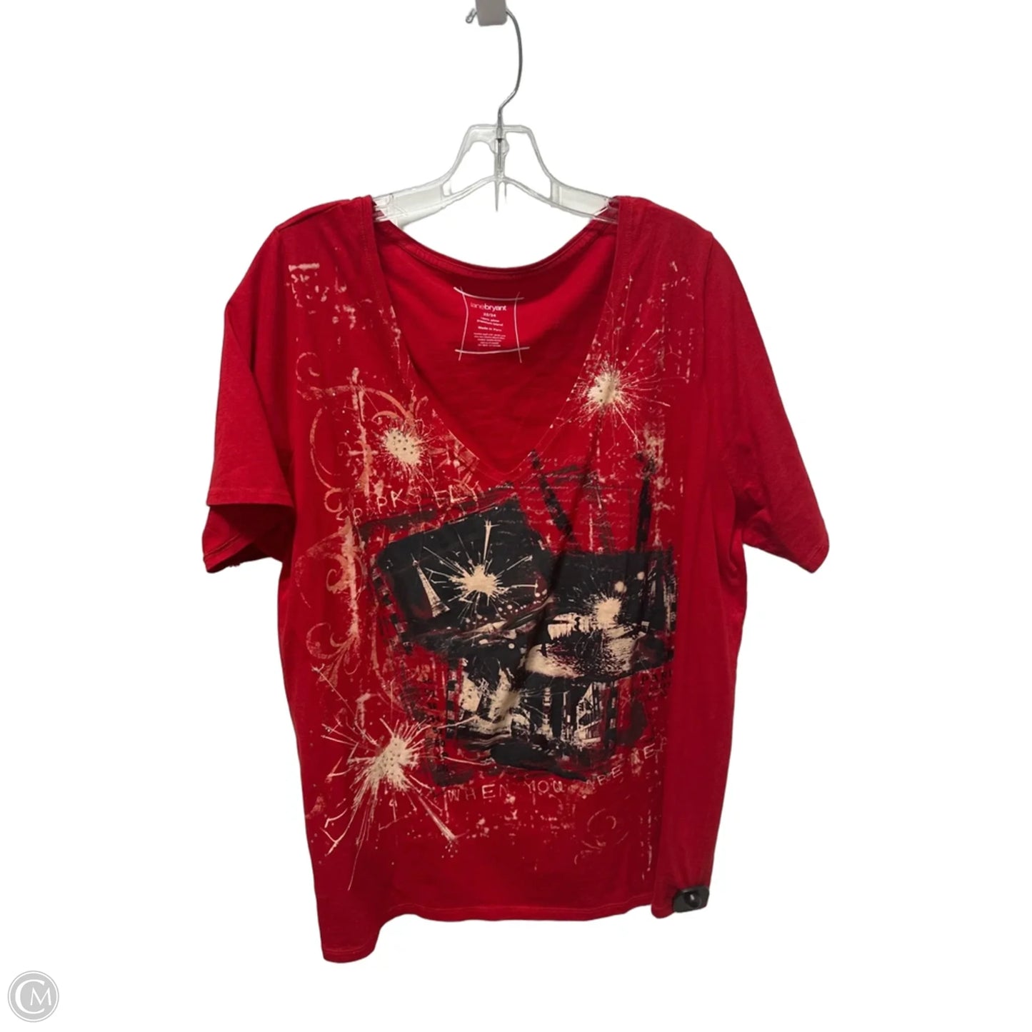 Top Short Sleeve Basic By Lane Bryant In Red, Size: 3x