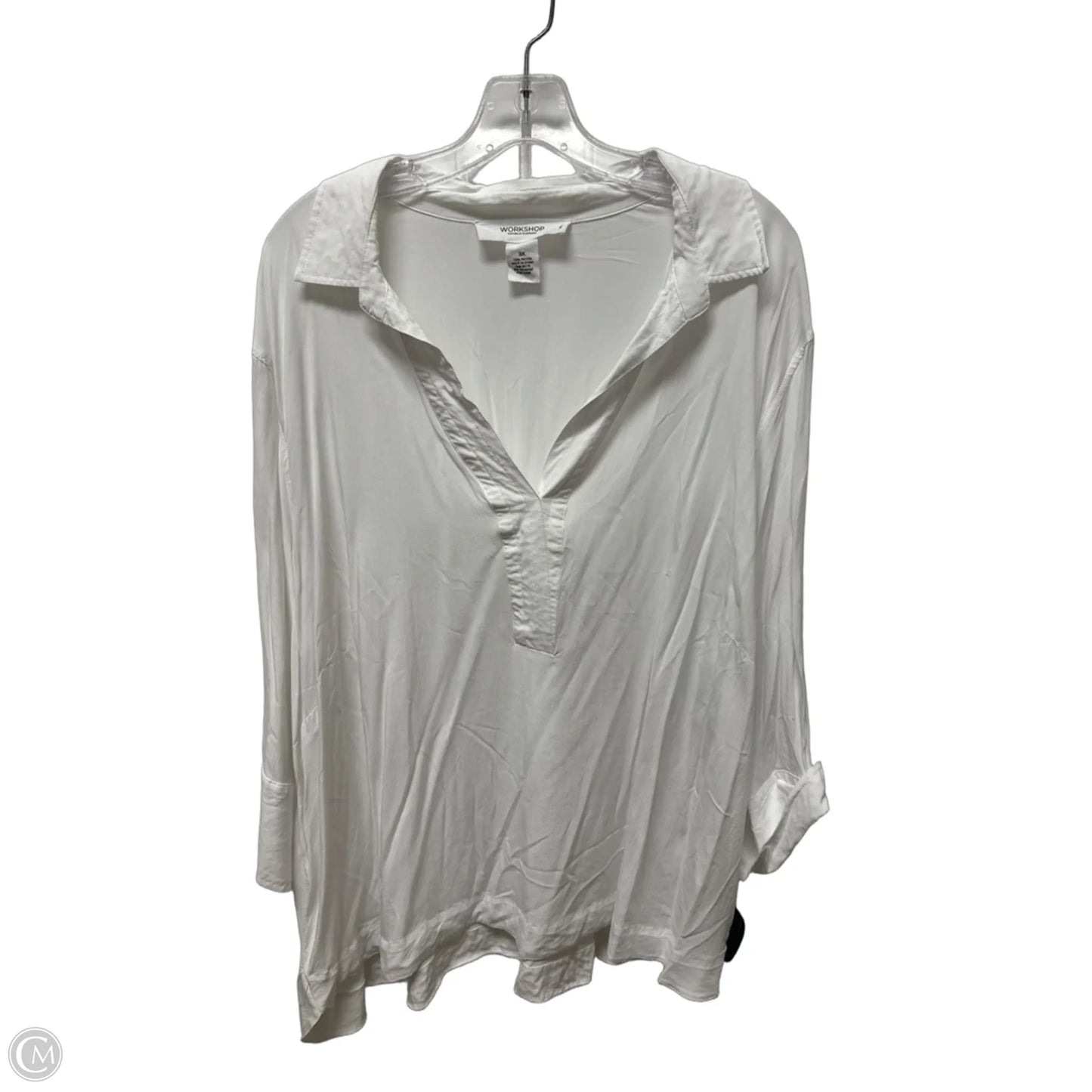 Top Long Sleeve Basic By Workshop In White, Size: 3x