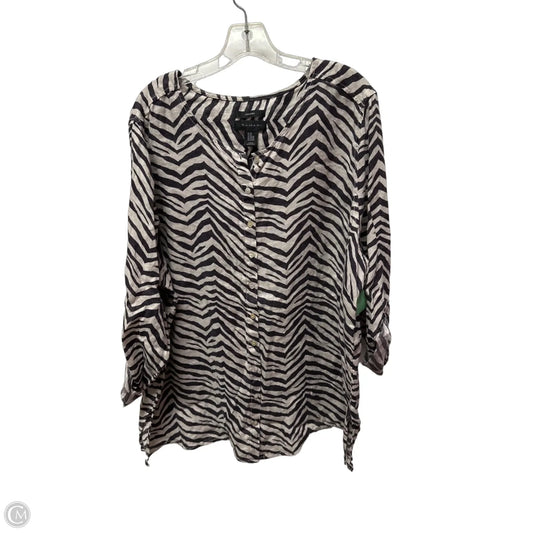Top Long Sleeve By Tahari In Zebra Print, Size: 3x