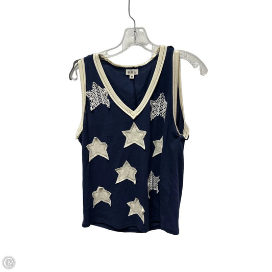 Top Sleeveless By Pol In Blue & Cream, Size: M