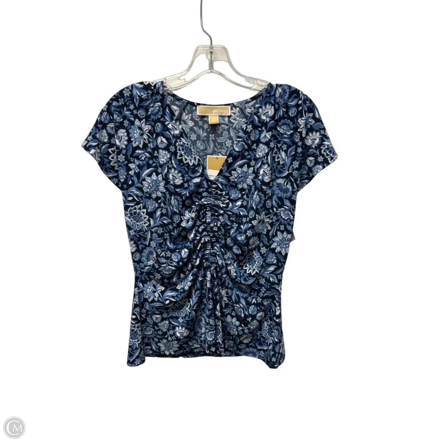 Top Short Sleeve By Michael By Michael Kors In Blue & White, Size: M