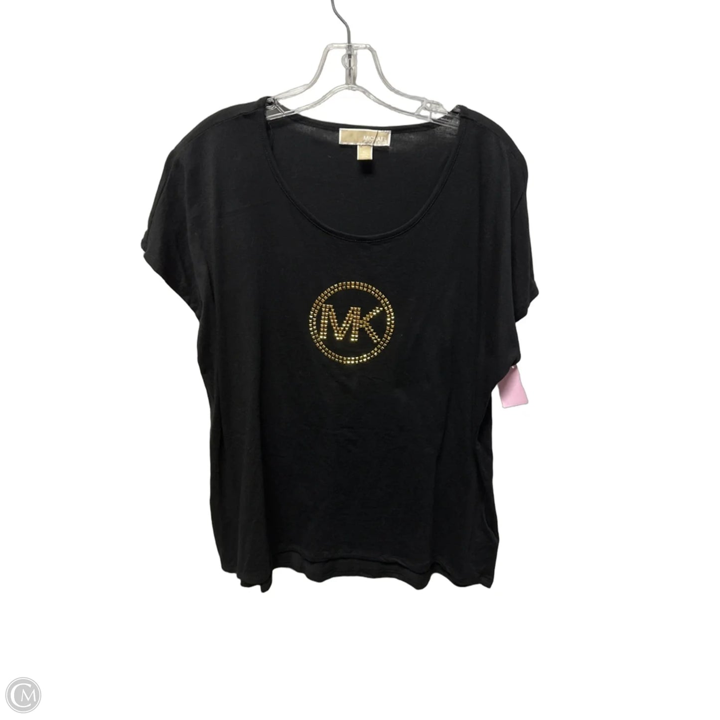 Top Short Sleeve Basic By Michael By Michael Kors In Black & Gold, Size: Xl