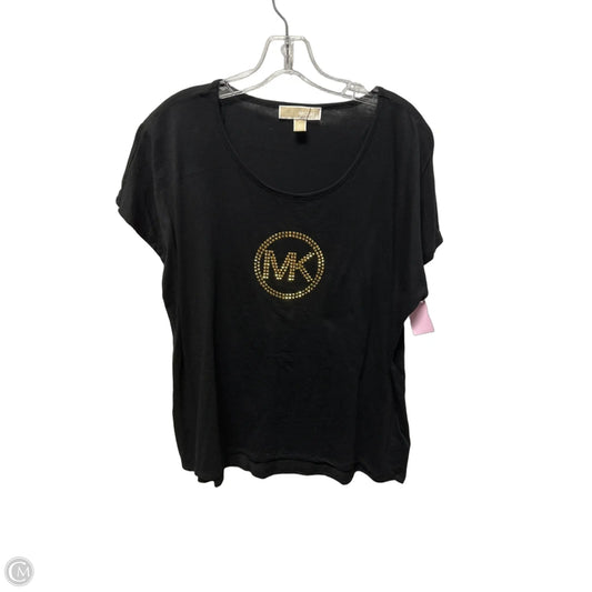 Top Short Sleeve Basic By Michael By Michael Kors In Black & Gold, Size: Xl