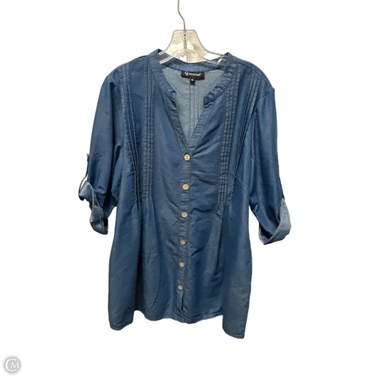 Top Short Sleeve By Clothes Mentor In Blue Denim, Size: 1x