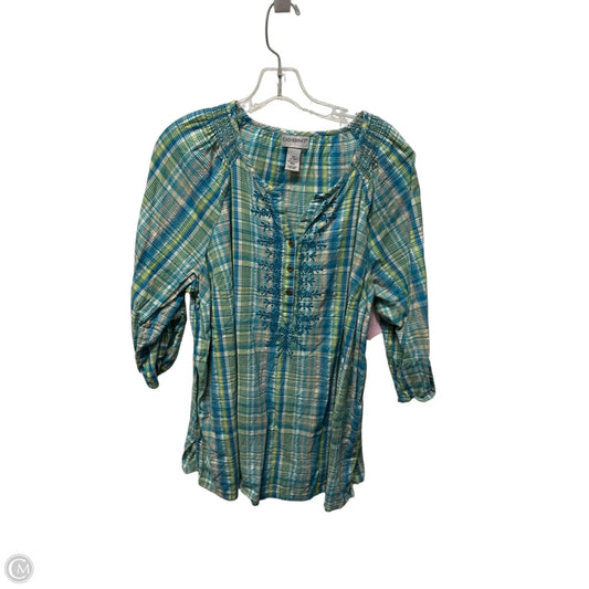 Top Short Sleeve By Catherines In Blue & Green, Size: 1x
