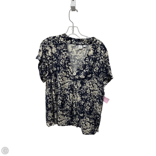 Top Short Sleeve Basic By Gap In Blue & White, Size: L