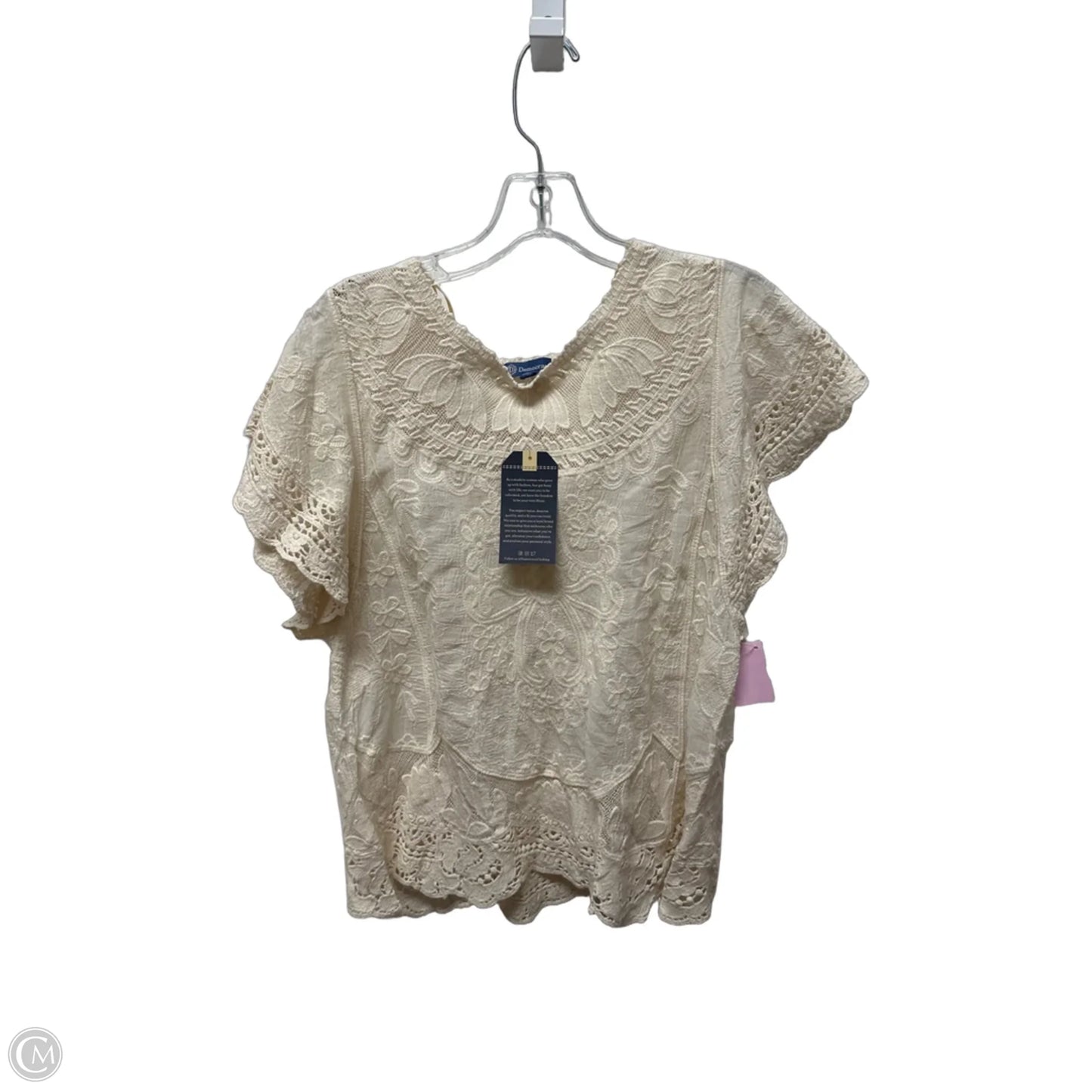 Top Short Sleeve By Democracy In Beige, Size: M