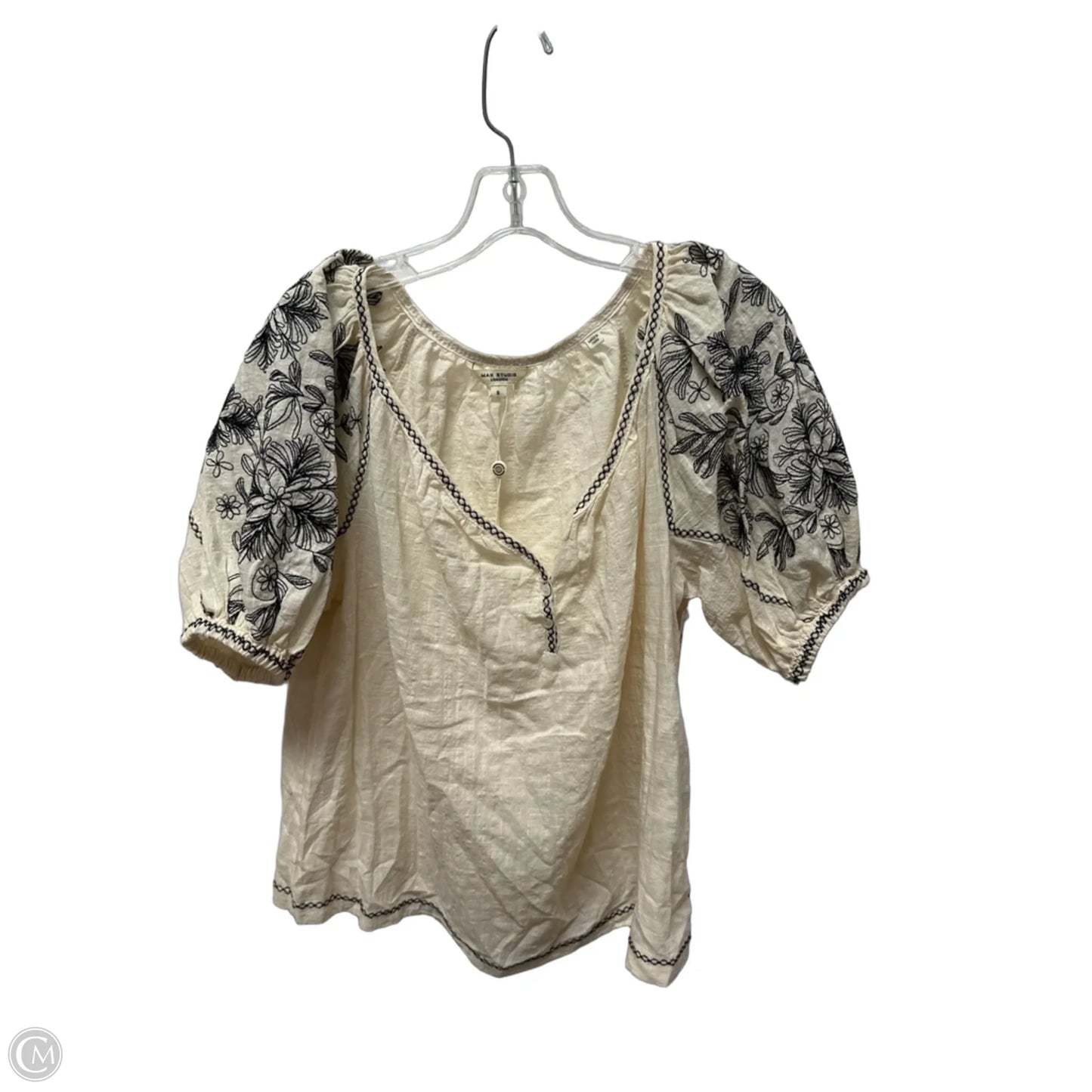 Top Short Sleeve By Max Studio In Black & Cream, Size: S