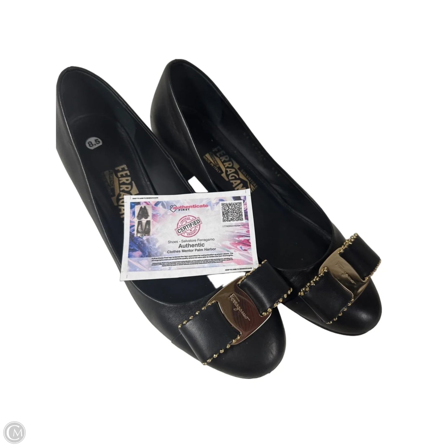Shoes Luxury Designer By Ferragamo In Black, Size: 8.5