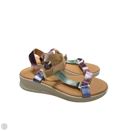 Sandals Flats By Clothes Mentor In Multi-colored, Size: 9.5